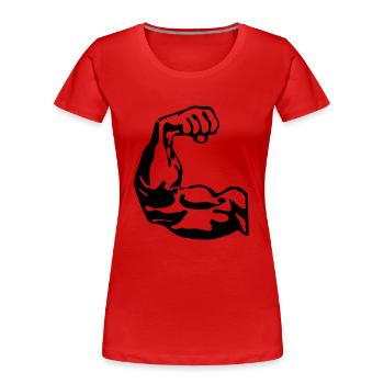 Bodybuilder Bizeps - Frauen Premium Bio T-Shirt - Rot - Vorne - Mia (176cm)