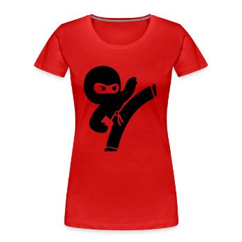 ninja - Frauen Premium Bio T-Shirt - Rot - Vorne - Mia (176cm)