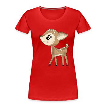 Roe deer - Women's Premium Organic T-Shirt - red - Front - Mia (176cm)
