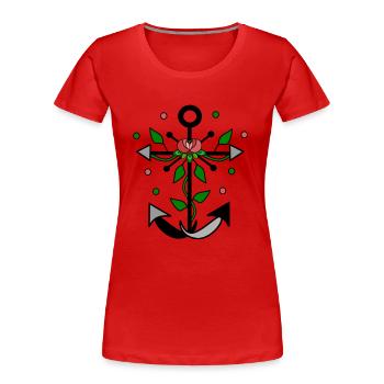 Ancre fleurie - T-shirt bio Premium Femme - rouge - Devant - Mia (176cm)