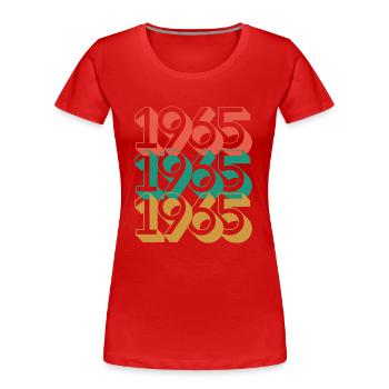 Anniversaire année 1965 / Vintage 1965 - T-shirt bio Premium Femme - rouge - Devant - Mia (176cm)