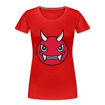 Design Face Evil Devil - T-shirt bio Premium Femme - rouge - Devant - Mia (176cm)