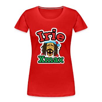 Irie Xmax Rasta Père Noël 2 - T-shirt bio Premium Femme - rouge - Devant - Mia (176cm)
