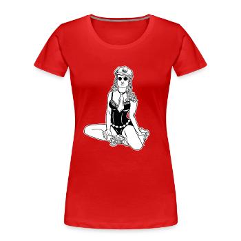 Policewoman // Illustration - Women's Premium Organic T-Shirt - red - Front - Mia (176cm)