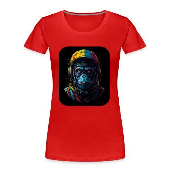 Weltraum-Affe | Affen-Raumanzug | Affen-Raumfahrt - Frauen Premium Bio T-Shirt - Rot - Vorne - Mia (176cm)