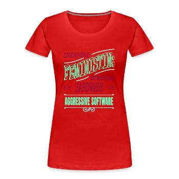 frauenpower smylie humor cool die welt - Frauen Premium Bio T-Shirt - Rot - Vorne - Mia (176cm)