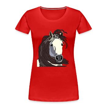 Pferdekopf 05 Schimmel - Frauen Premium Bio T-Shirt - Rot - Vorne - Mia (176cm)