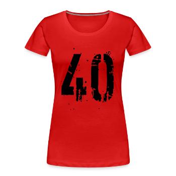 40 Nombre 40 - T-shirt bio Premium Femme - rouge - Devant - Mia (176cm)