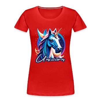 Unicorn - Women's Premium Organic T-Shirt - red - Front - Mia (176cm)