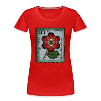 Briefmarke Adventsstern - Frauen Premium Bio T-Shirt - Rot - Vorne - Mia (176cm)