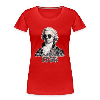 Frischer Mozart - Frauen Premium Bio T-Shirt - Rot - Vorne - Mia (176cm)