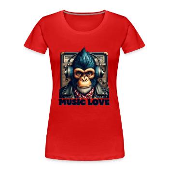 Music Love - Women's Premium Organic T-Shirt - red - Front - Mia (176cm)