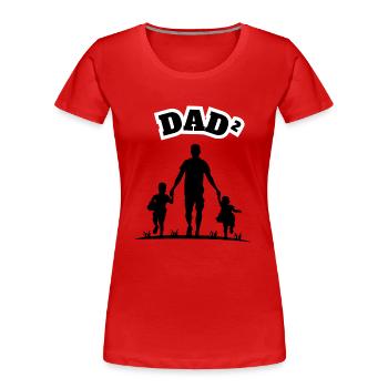 Dad² 2 Children Black - Frauen Premium Bio T-Shirt - Rot - Vorne - Mia (176cm)