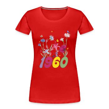 Birth Year 1960 Wildflowers - Women's Premium Organic T-Shirt - red - Front - Mia (176cm)