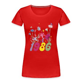 Année de naissance 1986 fleurs sauvages - T-shirt bio Premium Femme - rouge - Devant - Mia (176cm)