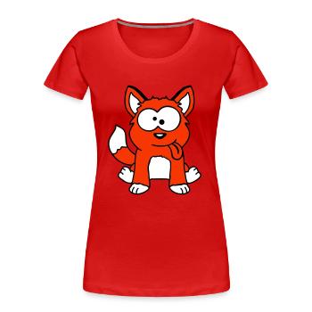Hund Fuchs Lustige Grimasse Schielen Zunge Raus - Frauen Premium Bio T-Shirt - Rot - Vorne - Mia (176cm)