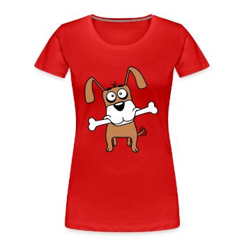 Drôle Chien Grand Os Bouche Bouche Faim Cool - T-shirt bio Premium Femme - rouge - Devant - Mia (176cm)