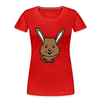 Lapin Lapin Dessin animé Petit Animal Mignon - T-shirt bio Premium Femme - rouge - Devant - Mia (176cm)