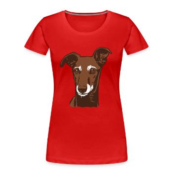 Galgo Español - Portrait - 20250603 - T-shirt bio Premium Femme - rouge - Devant - Mia (176cm)