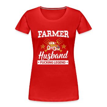 Chemise de fermier · Agriculture · Légende de mari - T-shirt bio Premium Femme - rouge - Devant - Mia (176cm)