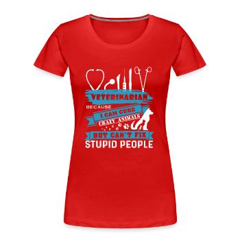 Chemise vétérinaire - T-shirt bio Premium Femme - rouge - Devant - Mia (176cm)