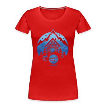 Chamonix Ski Resort T Shirt Design - Women's Premium Organic T-Shirt - red - Front - Mia (176cm)