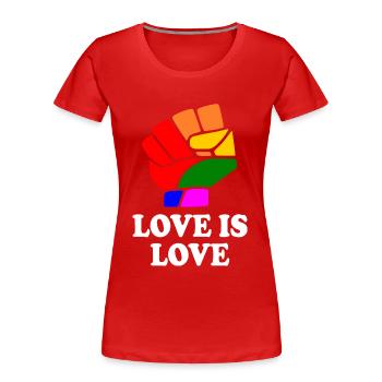Love is love - T-shirt bio Premium Femme - rouge - Devant - Mia (176cm)