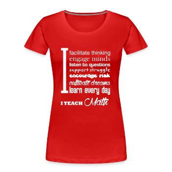 Chemise de professeur de mathématiques - T-shirt bio Premium Femme - rouge - Devant - Mia (176cm)