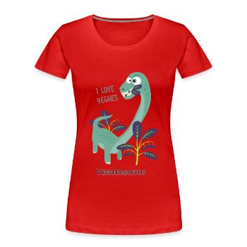 Dinosaur Veganosaurus - Women's Premium Organic T-Shirt - red - Front - Mia (176cm)