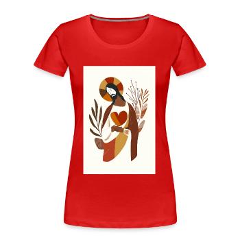 Jesus Canvas Print, Digitaler Download, Neutrale - Frauen Premium Bio T-Shirt - Rot - Vorne - Mia (176cm)