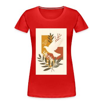 Ländliche Taube Kunstwerk, Spirituelles Boho, - Frauen Premium Bio T-Shirt - Rot - Vorne - Mia (176cm)