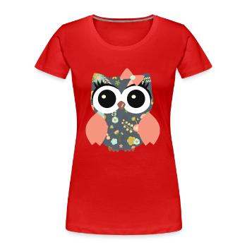 Eule Mona - Frauen Premium Bio T-Shirt - Rot - Vorne - Mia (176cm)