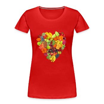 Coeur de fruits Frugivore végétalien sain cadeau - T-shirt bio Premium Femme - rouge - Devant - Mia (176cm)