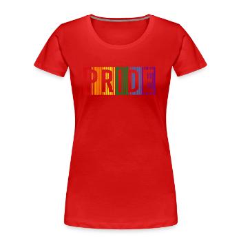 FIER FIERTÉ AMOUR AMOUR LBGT MOTIF DE DICTON COLORÉ - T-shirt bio Premium Femme - rouge - Devant - Mia (176cm)