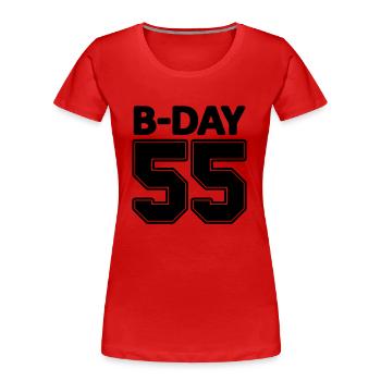 No. 55 / 55e anniversaire jersey Schnapszahl - T-shirt bio Premium Femme - rouge - Devant - Mia (176cm)