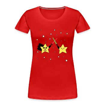 Stars Battle - Women's Premium Organic T-Shirt - red - Front - Mia (176cm)