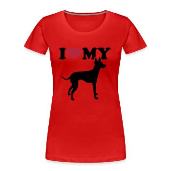 English Toy Terrier - Frauen Premium Bio T-Shirt - Rot - Vorne - Mia (176cm)