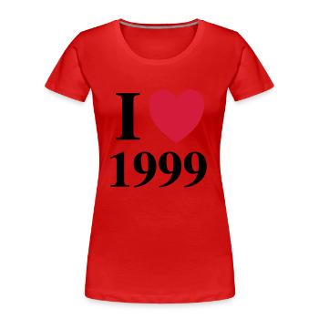 i coeur 1999 I love I love cadeau 1999 1999 - T-shirt bio Premium Femme - rouge - Devant - Mia (176cm)