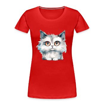 Norwegische Waldkatze Wasserfarben Zeichnung - Frauen Premium Bio T-Shirt - Rot - Vorne - Mia (176cm)
