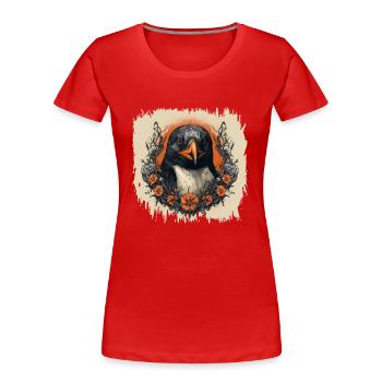 dancing penguin present statement cool - Frauen Premium Bio T-Shirt - Rot - Vorne - Mia (176cm)