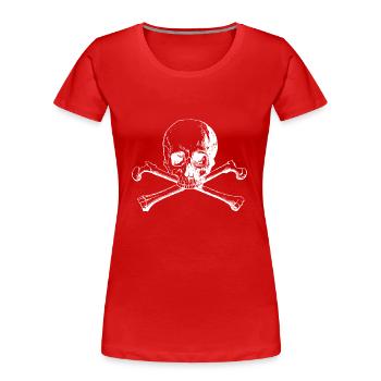 gekreuzte Knochen - Frauen Premium Bio T-Shirt - Rot - Vorne - Mia (176cm)