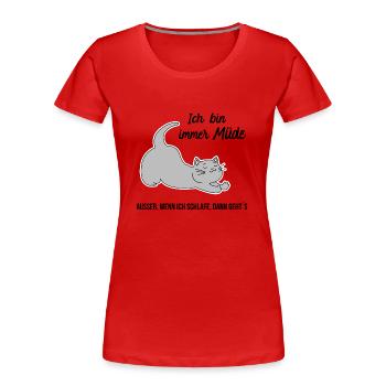 Katzen schlafen Katze Müde Schlaflos Geek Geschenk - Frauen Premium Bio T-Shirt - Rot - Vorne - Mia (176cm)