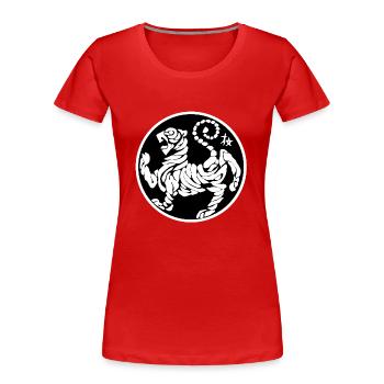 Shotokan Tiger weiss auf schwarz - Frauen Premium Bio T-Shirt - Rot - Vorne - Mia (176cm)