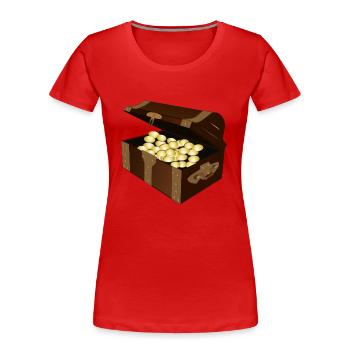 coffre au trésor brun rempli d'or. Idée de cadeau. - T-shirt bio Premium Femme - rouge - Devant - Mia (176cm)
