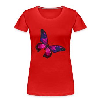 Papillon Illustration pourpre - T-shirt bio Premium Femme - rouge - Devant - Mia (176cm)