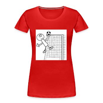 Fussballcomic - Frauen Premium Bio T-Shirt - Rot - Vorne - Mia (176cm)
