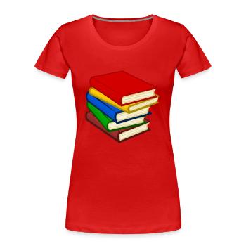 Bücher - Frauen Premium Bio T-Shirt - Rot - Vorne - Mia (176cm)