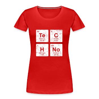 Techno - shirt chimie drôle - éléments vintage - T-shirt bio Premium Femme - rouge - Devant - Mia (176cm)