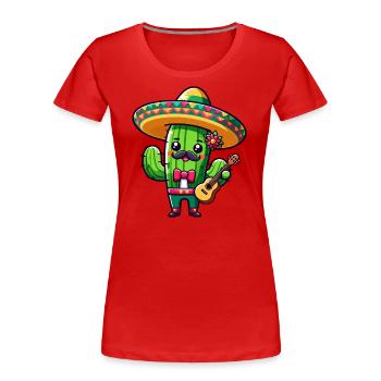 Cinco de Mayo Kaktus Mariachi Gitarrist - Frauen Premium Bio T-Shirt - Rot - Vorne - Mia (176cm)