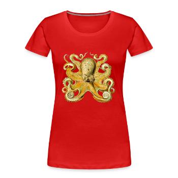 tintenfisch giant octopus krake kalmar sepien fish - Frauen Premium Bio T-Shirt - Rot - Vorne - Mia (176cm)